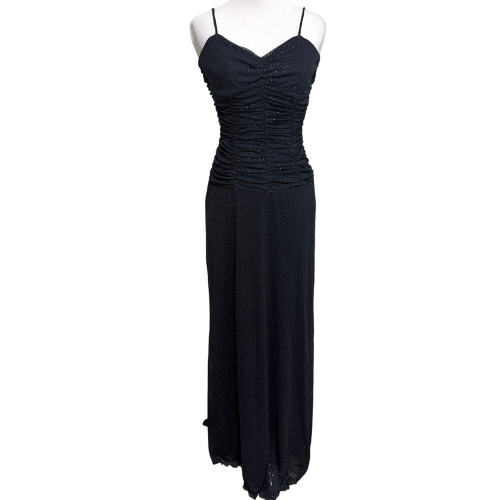 Vintage City Triangles Y2K Formal Maxi Dress Blue Glitter Prom HOCO Fairy Grunge